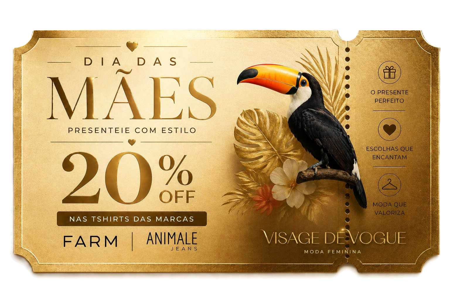 Vale promocional Dia das Mães Visage de Vogue — 20% off em T-shirts
